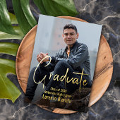 シックなミニマリストのゴールドフォイル卒業発表 箔招待状