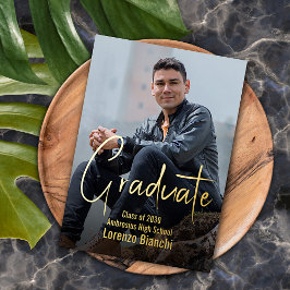 シックなミニマリストのゴールドフォイル卒業発表 箔招待状