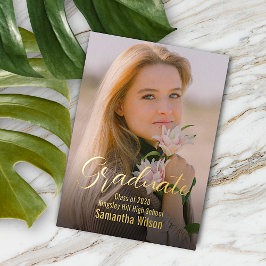 シックなミニマリストのゴールドフォイル卒業発表 箔招待状