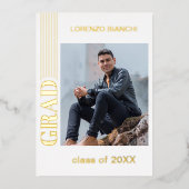 シックなミニマリストのゴールドフォイル卒業発表 箔招待状 (正面)