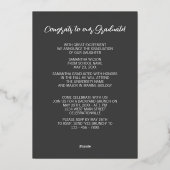 シックなミニマリストのゴールドフォイル卒業発表 箔招待状 (裏面)