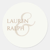 シックなミニマリストタウペ&アイボリース結婚クリプト ラウンドシール (正面)