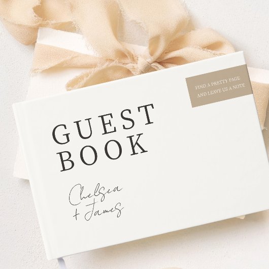 シックなミニマリストニュートラルトープ結婚カップル ゲストブック