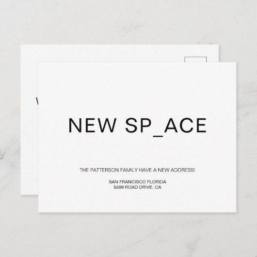 シックなミニマリストニューホームムービング 案内ポストカード (正面/裏面)
