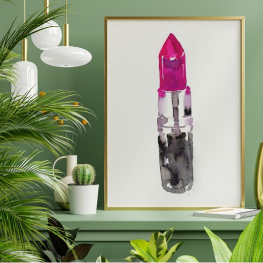 シックなミニマリストピンクブラックウォーター色リップスティック ポスター