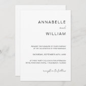 シックなミニマリストブラック&ホワイト結婚のQRコード 招待状 (正面/裏面)