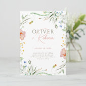 シックなミニマリストボホウォーターカラーワイルドフラワー結婚ズ 招待状 (スタンド正面)
