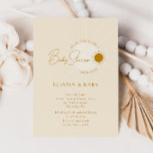 シックなミニマリストボホサンシャインベビーシャワー 招待状