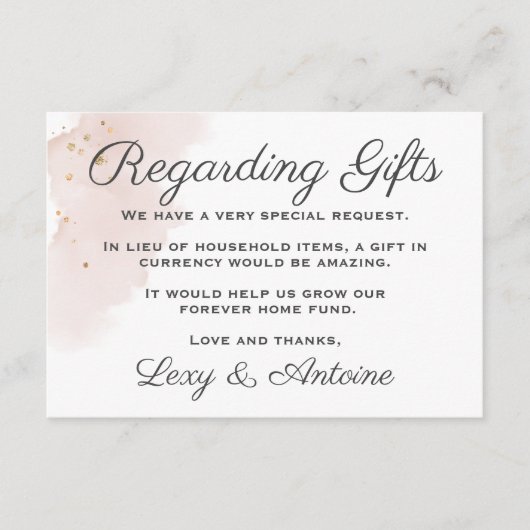 シックなミニマリストマイヴ金ゴールドウェディングギフトエンクロージャー エンクロージャーカード (正面)