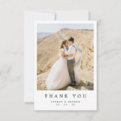 シックなミニマリストメープルリーフ秋の結婚式写真 サンキューカード (正面)