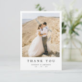 シックなミニマリストメープルリーフ秋の結婚式写真 サンキューカード (スタンド正面)