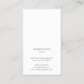 シックなミニマリストモノグラムアイボリーホワイトマーブル 名刺 (裏面)