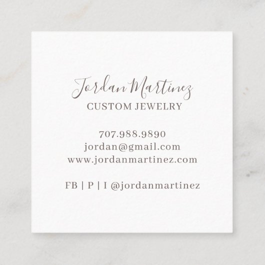 シックなミニマリストモノグラムジュエリーデザイナー スクエア名刺 (裏面)