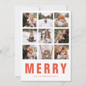 シックなミニマリストレッドオレンジメリー色のフォトコラージュ シーズンカード (正面)