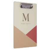 シックなミニマリスト幾何学パステルブラウンモノグラム クリップボード (右)