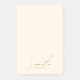 シックなミニマリスト手書き金ゴールドスクリプトタイポグラフィ ポストイット