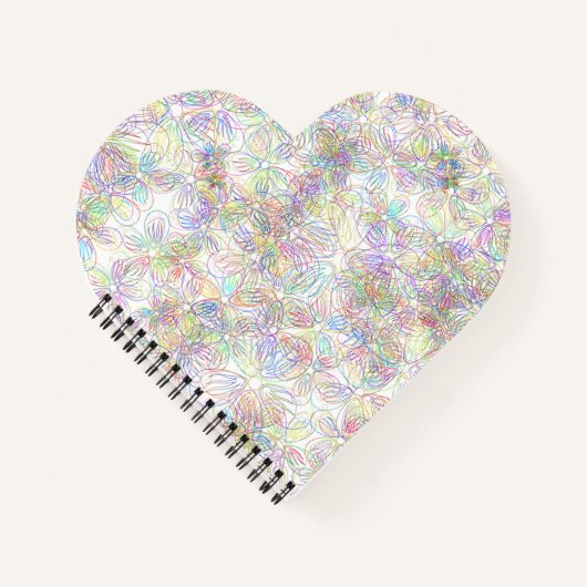 シックなミニマリスト:ブラック&ホワイトフローラ ノートブック (正面)