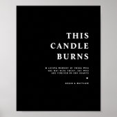 シックなミニマルこのロウソクは黒い結婚看板を燃やす ポスター (正面)