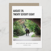 シックなミニマルはっきりしたカスタム写真DATEカードを保存 サンキューカード (正面/裏面)