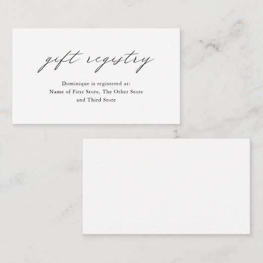 シックなミニマルエレガントリストシンプルギフト登録 エンクロージャーカード (正面/裏面)