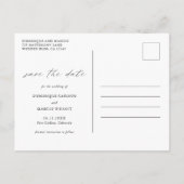 シックなミニマルシンプル主義のフォトウェディング日付を保存 案内ポストカード (裏面)