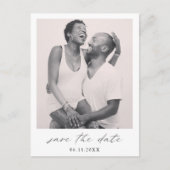 シックなミニマルシンプル主義のフォトウェディング日付を保存 案内ポストカード (正面)