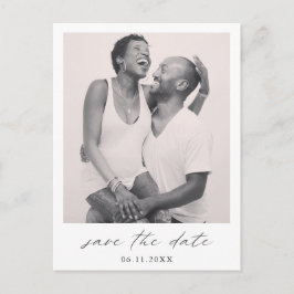 シックなミニマルシンプル主義のフォトウェディング日付を保存 案内ポストカード
