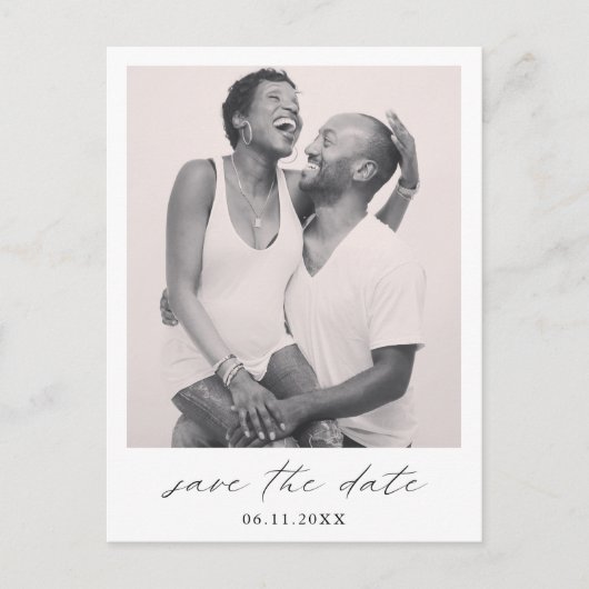 シックなミニマルシンプル主義のフォトウェディング日付を保存 案内ポストカード (正面)
