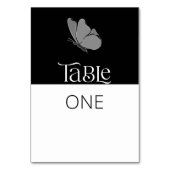 シックなミニマルタイポグラフィバタフライ結婚ズ テーブルナンバー (正面)