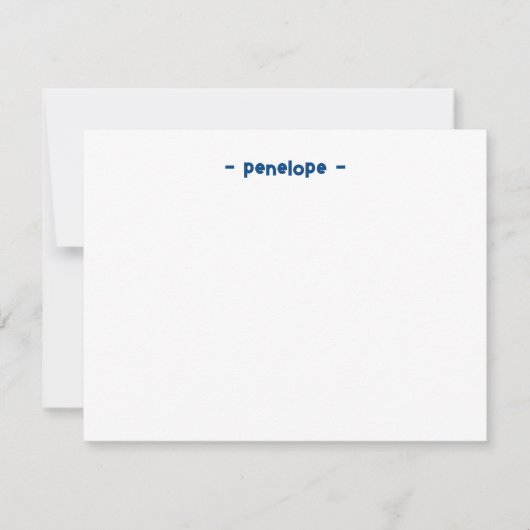 シックなミニマルパーソナライズされたリストネイビーブルー文房具 ノートカード (正面)