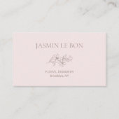 シックなミニマルフローラピンク&ホワイト 名刺 (正面)