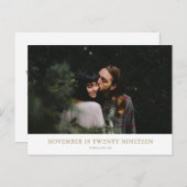 シックなミニマルモダンリストの金ゴールド写真の日付を保存 案内ポストカード (正面/裏面)