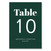 シックなミニマル結婚リストエメラルドグリーンのテーブル番号 テーブルナンバー (正面)