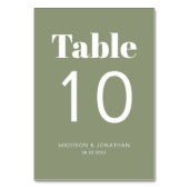 シックなミニマル結婚リストセージグリーンのテーブル番号 テーブルナンバー (正面)