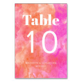 シックなミニマル結婚リストピンクオレンジ テーブルナンバー (裏面)