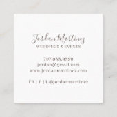 シックなミニマル結婚リストモノグラムとイベントプランナー スクエア名刺 (裏面)