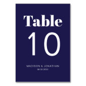 シックなミニマル結婚主義のネイビーブルーのテーブル番号 テーブルナンバー (裏面)