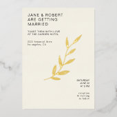 シックなミニマル結婚主義シャンパーニュの駆け落ち 箔招待状 (正面)