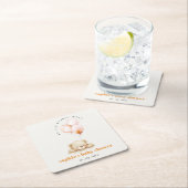 シックなミニマル赤面心待ちバルーン赤ちゃんシャワー スクエアペーパーコースター (インサイチュ)