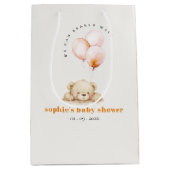 シックなミニマル赤面心待ちバルーン赤ちゃんシャワー ミディアムペーパーバッグ (正面)