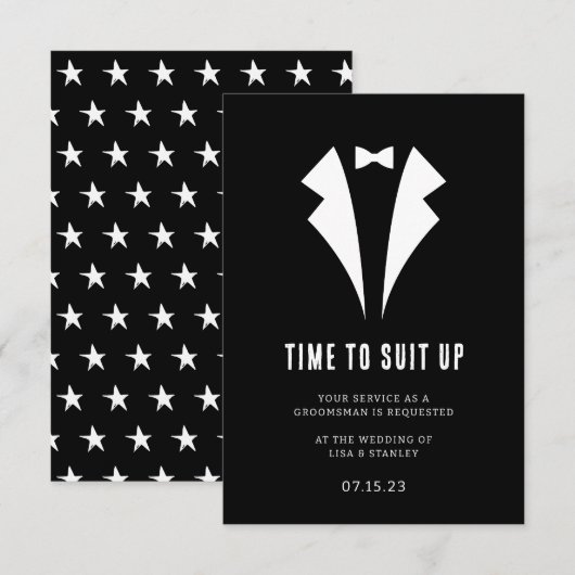 シックなミニマルGroomsman Proposal Card サンキューカード (正面/裏面)