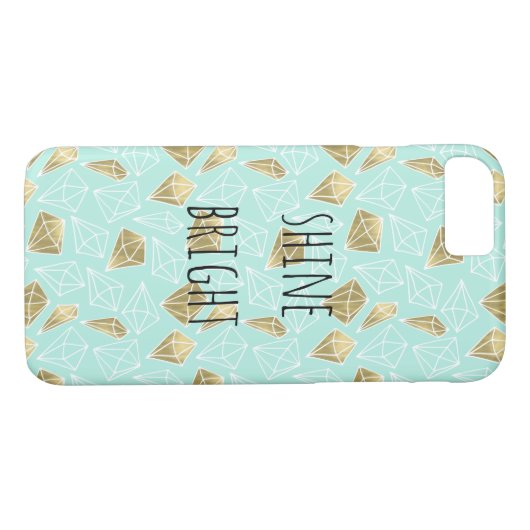 シックなミントおよび金ゴールドのダイヤモンドは明るい照らします Case-Mate iPhoneケース (裏面(横))