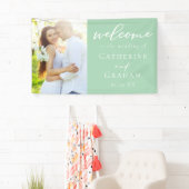 シックなミントグリーンカップル結婚写真 横断幕 (インサイチュ)