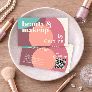 シックなミントグリーンマウブタウペ赤面ピンクアートパターン 名刺