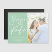 シックなミントグリーン写真日付のマグネットカードを保存 (正面/裏面)