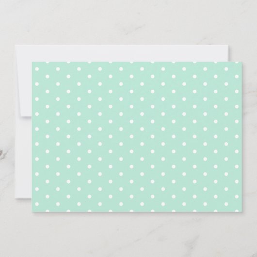 シックなミントグリーン&ピンクの花の誕生発表 案内状 (裏面)