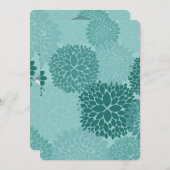 シックなミントフラワーベビーシャワー 招待状 (正面/裏面)