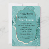 シックなミントフラワーベビーシャワー 招待状 (裏面)