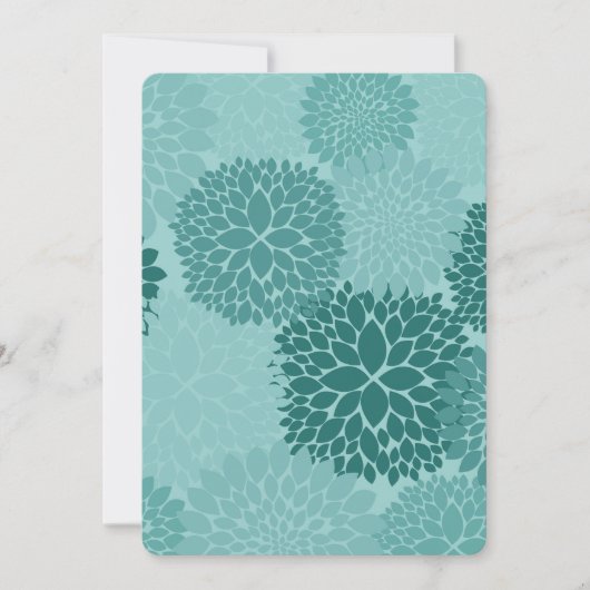 シックなミントフラワーベビーシャワー 招待状 (正面)