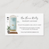 シックなミントブルーウォーターカラーフロントドアエントランスウェイ 名刺 (正面)